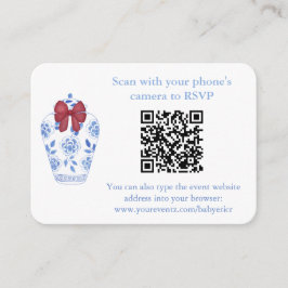 Carte de réponse QR Code Mariage Hiver Rouge Bleu 