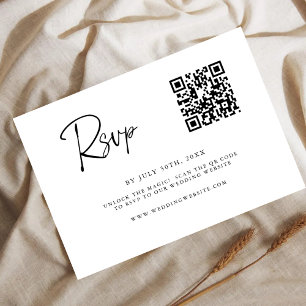 Carte de réponse QR Code moderne   Écriture fine
