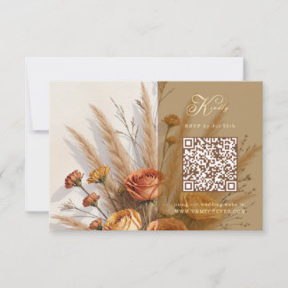 Carte de réponse QR code pour mariage automnal cha