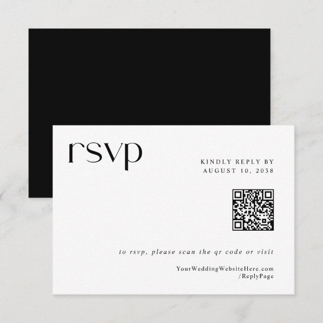 Carte de réponse QR Code pour mariage simple moder (Devant / Derrière)
