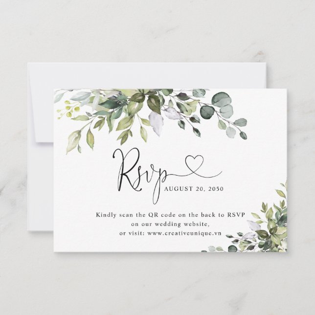 Carte de réponse QR Code pour site web de mariage  (Devant)