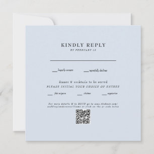 Carte de réponse QR Code RSVP mariage bleu poussié