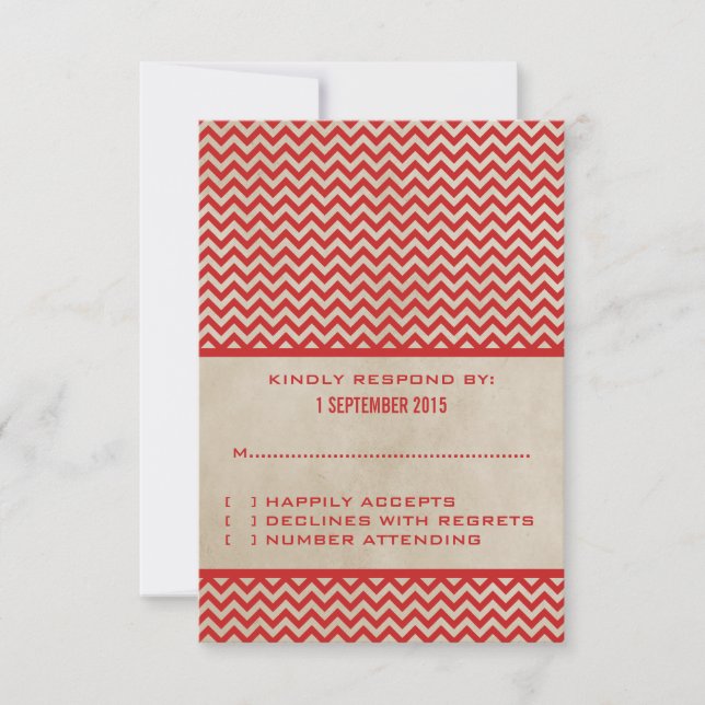 Carte de réponse Red Chic Chevron (Devant)