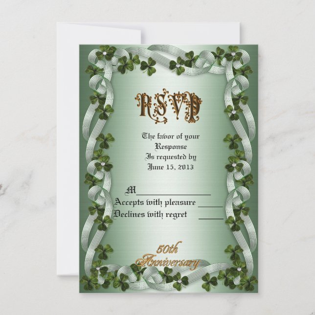 Carte de réponse RSVP 50e anniversaire renouvellem (Devant)