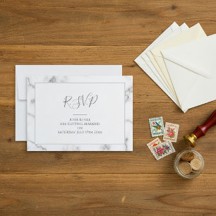 Carte de réponse RSVP à effet marbre avec message