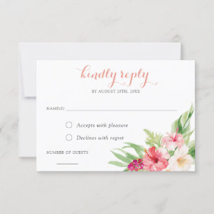 Carte de réponse RSVP à la palme tropicale florale