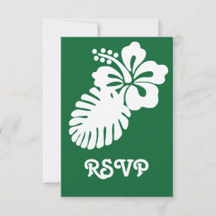 Carte de réponse RSVP à l'Hibiscus Tropical en Ver
