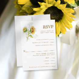 Carte de réponse RSVP aquarelle tournesol de campa