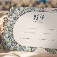 Carte de réponse RSVP Art Nouveau avec motif flora