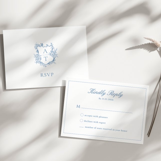Carte de réponse RSVP au script bleu vibrant avec  (Créateur téléchargé)