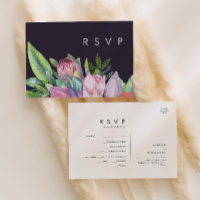 Carte de réponse RSVP avec choix de menu violet Co