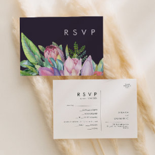 Carte de réponse RSVP avec choix de menu violet Co