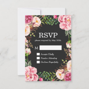 Carte de réponse RSVP avec décoration florale magn