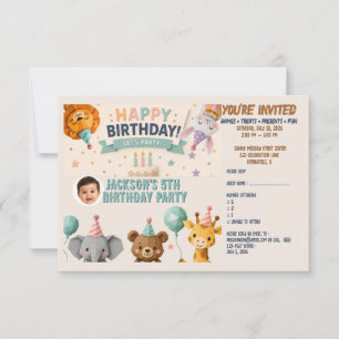 Carte de réponse RSVP avec détails de fête d'anima