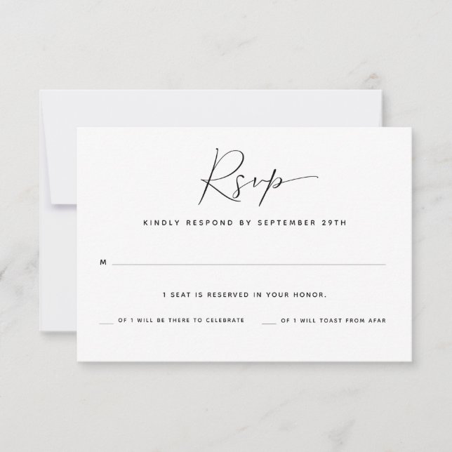Carte de réponse RSVP avec nombre d'invités | Choi (Devant)