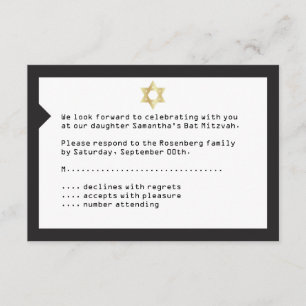 Carte de réponse RSVP Bat mitzvah Concert Ticket