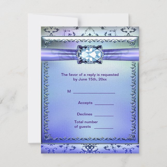 Carte de réponse RSVP Bijou Turquoise violet (Devant)