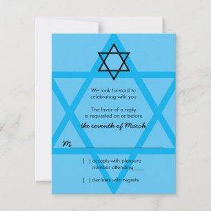 Carte de réponse RSVP Black and Blue Bar Mitzvah