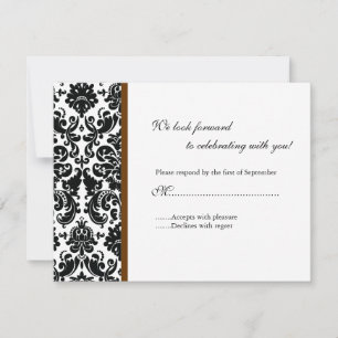 Carte de réponse RSVP Black Damask