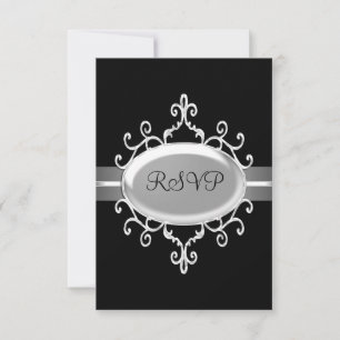 Carte de réponse RSVP Black Silver Jewel