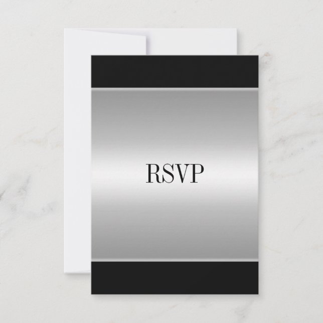 Carte de réponse RSVP Black Silver Tous les événem (Devant)