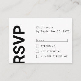 Carte de réponse RSVP blanche simple avec des lett