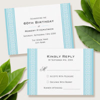 Carte de réponse RSVP Bleu pour fête d'anniversair