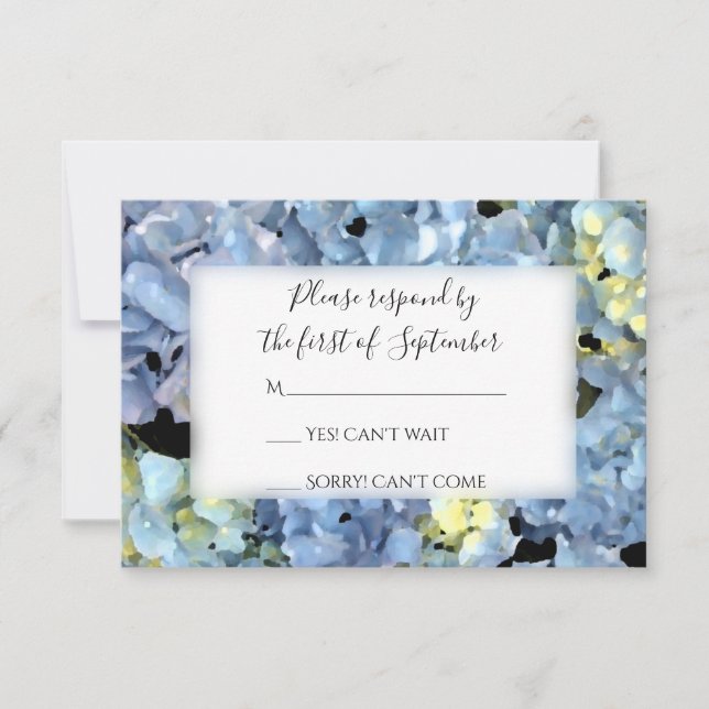 Carte de réponse RSVP Blue Hydrangea Wedding (Devant)