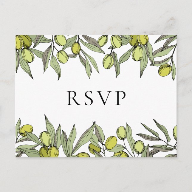 Carte de réponse RSVP Branche d'olive moderne (Devant)