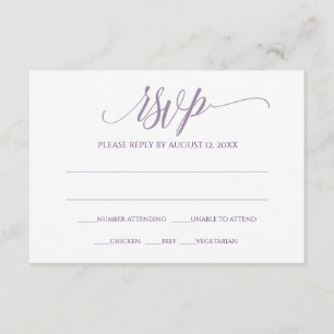 Carte de réponse RSVP   Calligraphie Luxe (Lavande