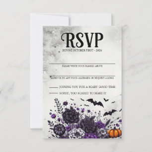 Carte de réponse RSVP Chauves-souris et fleurs