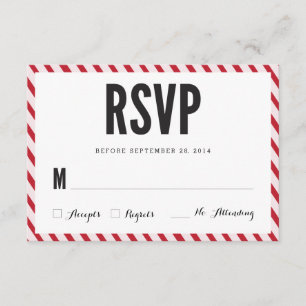 Carte de réponse RSVP Cherry Red Stripes