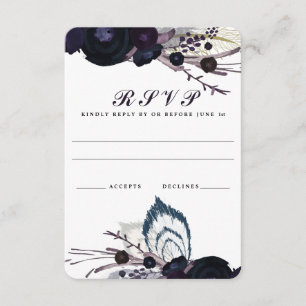 Carte de réponse RSVP Chic Purple Floral Winter We