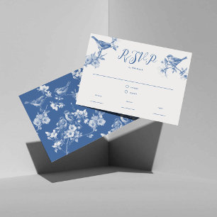 carte de réponse RSVP Chinoiserie Delft Blue Birds