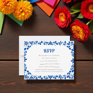 Carte de réponse RSVP Cielito Lindo Bold Blue Géom