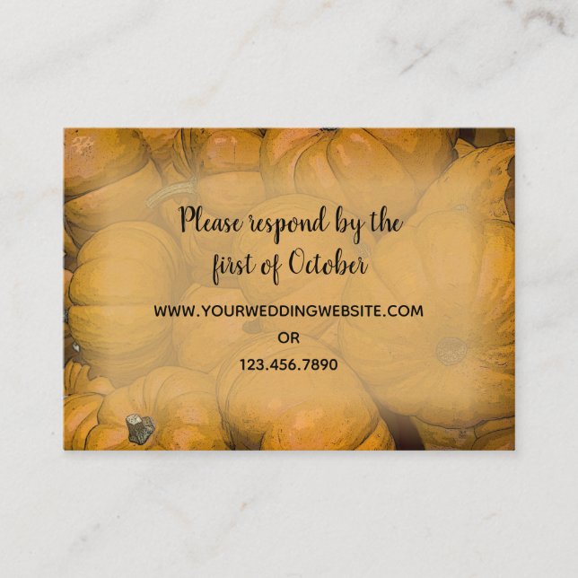 Carte de réponse RSVP Citrouille de mariage Orange (Devant)