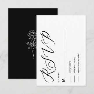 carte de réponse RSVP classique élégante noire et