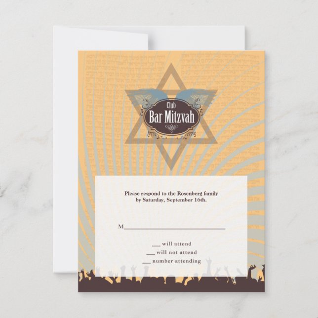 Carte de réponse RSVP Club Bar Mitzvah (Devant)