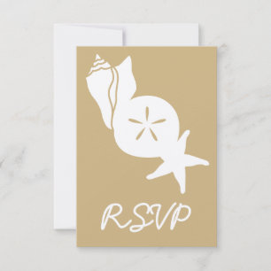 Carte de réponse RSVP Coquillages d'été dans le sa