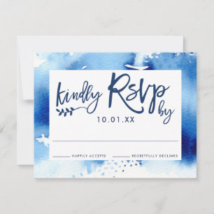 CARTE DE RÉPONSE RSVP couleur bleu marine design
