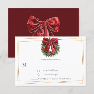 Carte de réponse RSVP Couronne et noeud de Noël vi