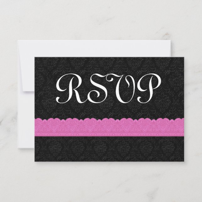Carte de réponse RSVP Damask and Lace V043 (Devant)