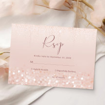 Carte de réponse RSVP de fete de mariage Rose Gold