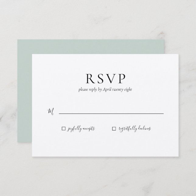 Carte de réponse RSVP de mariage (Devant / Derrière)