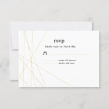 Carte de réponse RSVP de mariage à ligne dorée mod