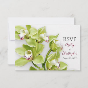 Carte de réponse RSVP de mariage à l'orchidée cymb