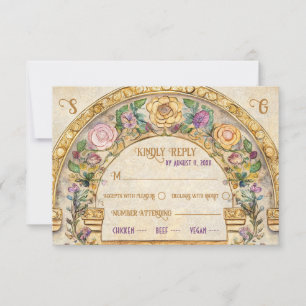 Carte de réponse RSVP de mariage Art Nouveau flora