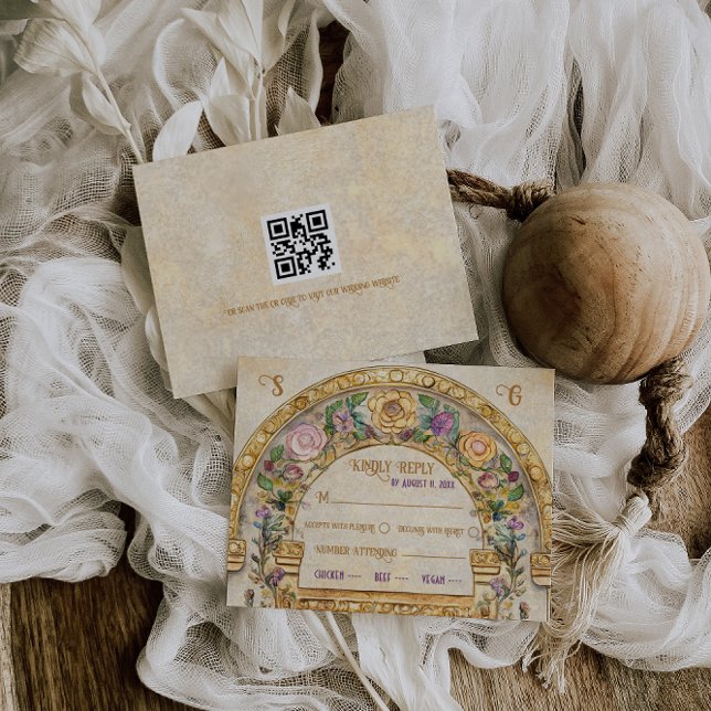 Carte de réponse RSVP de mariage Art Nouveau flora (Créateur téléchargé)