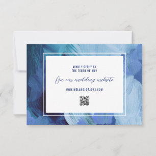 Carte de réponse RSVP de mariage bleu peint