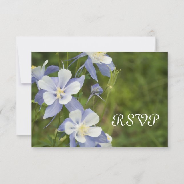 Carte de réponse RSVP de mariage Blue Columbine (Devant)